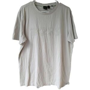BOSS Hugo Boss Men's Medium M Beige Crew Neck Cotton T-Shirt Embossed Logo Tee